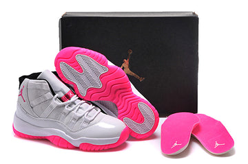 Women's Air Jordan 11 GS White Pink Black Shoes