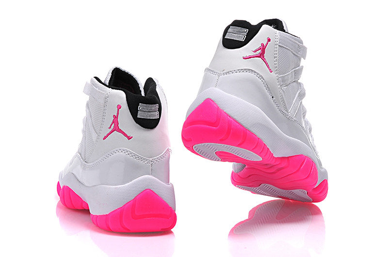 Women's Air Jordan 11 GS White Pink Black Shoes